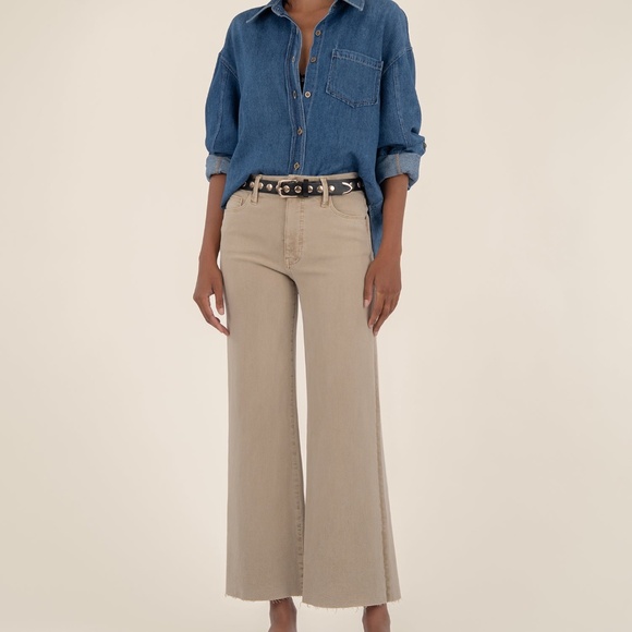 Kut from the Kloth Meg High Rise Wide Leg Petite Size 12P12P / Biscuit